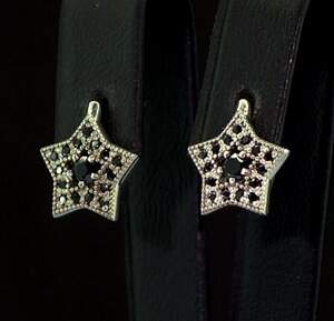 Серебряные серьги 925 пробы 3,04 г с черными Фианитами 0,95 карат Серебряные серьги 925 пробы 3,04 г с черными Фианитами 0,95 карат