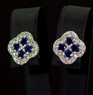 Серебряные серьги 925 пробы 3,63 г с белыми та синими Фианитами 2,3 карат Серебряные серьги 925 пробы 3,63 г с белыми та синими Фианитами 2,3 карат