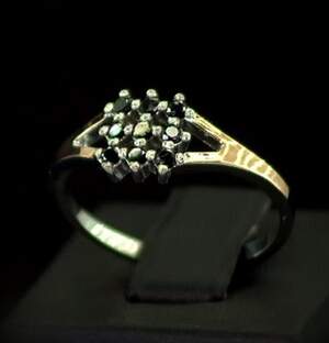 Серебряное кольцо 925 пробы с позолотой 375 пробы 2,4 г с черными Фианитами 0,55 карат