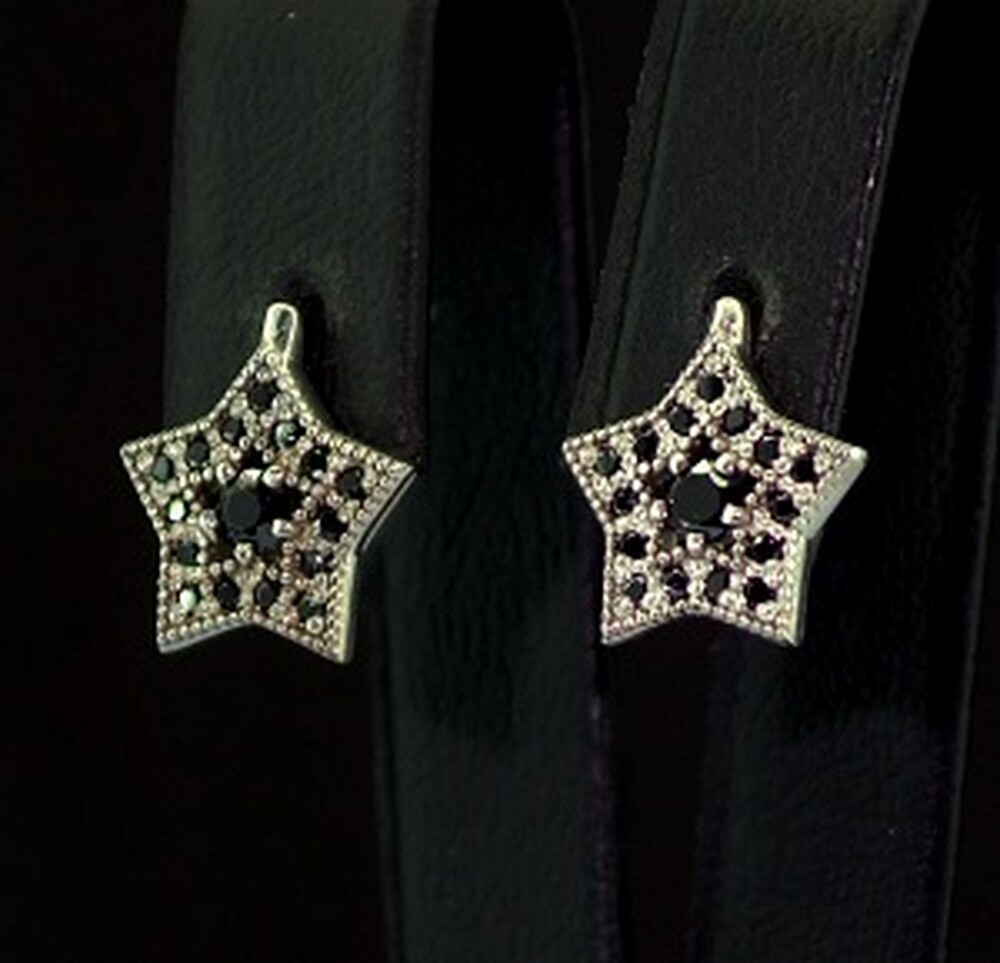 Срібні сережки 925 проби 3,04 г з чорними Фіанітами 0,95 карат Срібні сережки 925 проби 3,04 г з чорними Фіанітами 0,95 карат