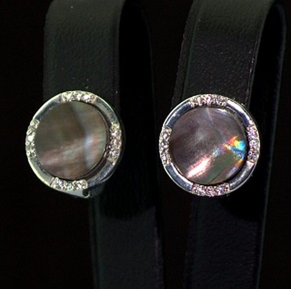 Срібні сережки 925 проби 5,1 г з чорним Перламутром 3,9 карат Срібні сережки 925 проби 5,1 г з чорним Перламутром 3,9 карат