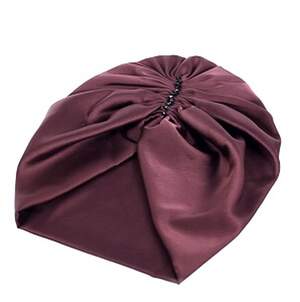 Жіноча шапка-тюрбан бордового кольору, матеріал: шовк 100%