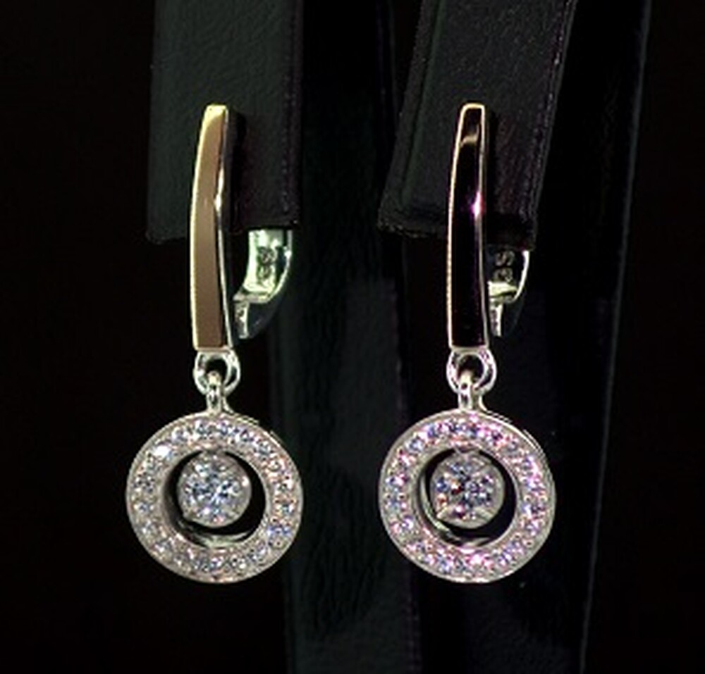 Срібні сережки 925 проби з позолотою 375 проби 5,26 г з білими Фіанітами 1,6 карат Срібні сережки 925 проби з позолотою 375 проби 5,26 г з білими Фіанітами 1,6 карат