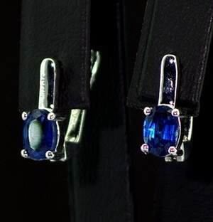 Срібні сережки 925 проби 3,1 г з блакитними Кіанітами 2,11 карат Срібні сережки 925 проби 3,1 г з блакитними Кіанітами 2,11 карат