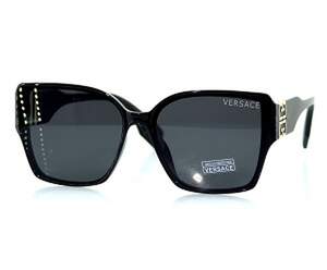 Сонцезахисні окуляри Limited edition в чорній оправі, репліка Versace
