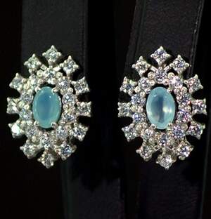 Серебряные серьги 925 пробы 5,03 г с голубыми Кварцами и фианитами 3,62 карат Серебряные серьги 925 пробы 5,03 г с голубыми Кварцами и фианитами 3,62 карат