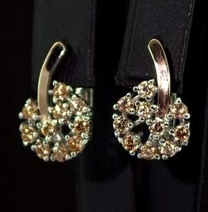 Серебряные серьги 925 пробы с позолотой 375 пробы 4,08 г с желтыми Фианитами 2,55 карат Серебряные серьги 925 пробы с позолотой 375 пробы 4,08 г с желтыми Фианитами 2,55 карат