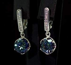 Серебряные серьги 925 пробы 5,92 г с мистическими Топазами и цирконами 4,56 карат Серебряные серьги 925 пробы 5,92 г с мистическими Топазами и цирконами 4,56 карат