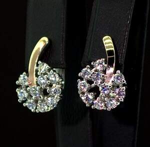 Серебряные серьги 925 пробы с позолотой 375 пробы 4,96 г с белыми Фианитами 2,55 карат Серебряные серьги 925 пробы с позолотой 375 пробы 4,96 г с белыми Фианитами 2,55 карат