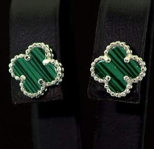 Серебряные серьги 925 пробы 2,17 г с Малахітами 2,1 карат Серебряные серьги 925 пробы 2,17 г с Малахітами 2,1 карат